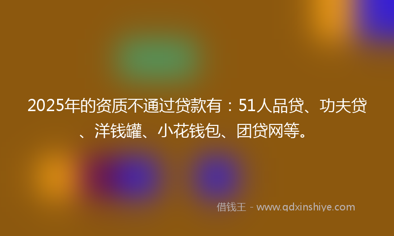 2025年的资质不通过贷款有：51人品贷、功夫贷、洋钱罐、小花钱包、团贷网等。