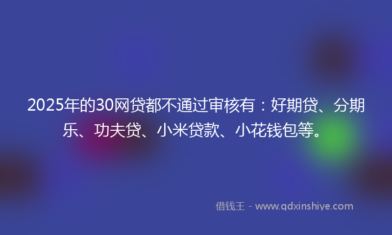 2025年的30网贷都不通过审核有：好期贷、分期乐、功夫贷、小米贷款、小花钱包等。