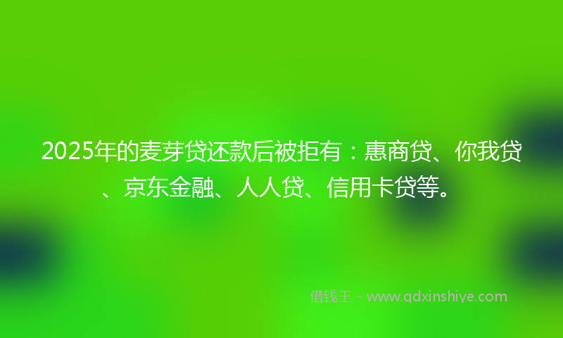 2025年的麦芽贷还款后被拒有:惠商贷、你我贷、京东金融、人人贷、信用卡贷等。