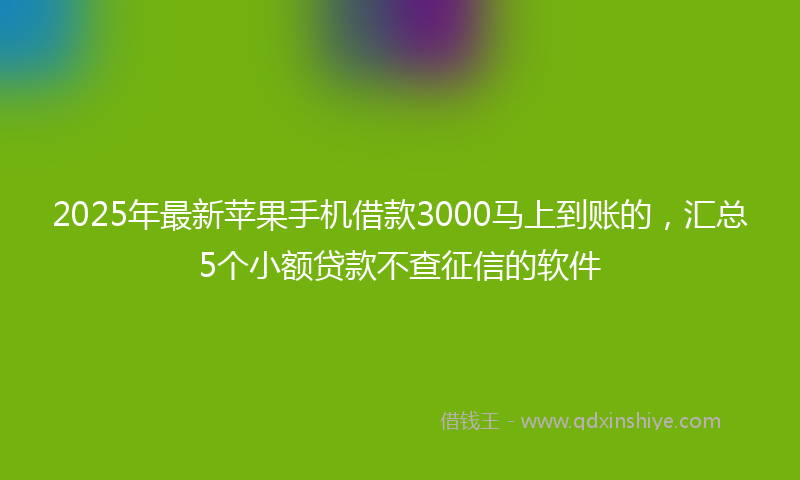 2025年最新苹果手机借款3000马上到账的，汇总5个小额贷款不查征信的软件