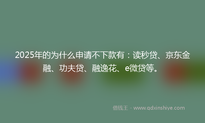 2025年的为什么申请不下款有：读秒贷、京东金融、功夫贷、融逸花、e微贷等。