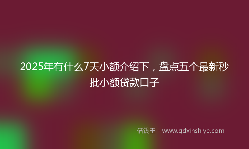 2025年有什么7天小额介绍下，盘点五个最新秒批小额贷款口子