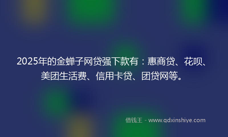 2025年的金蝉子网贷强下款有:惠商贷、花呗、美团生活费、信用卡贷、团贷网等。