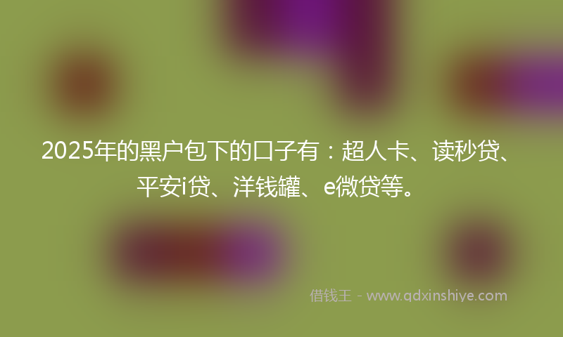 2025年的黑户包下的口子有：超人卡、读秒贷、平安i贷、洋钱罐、e微贷等。