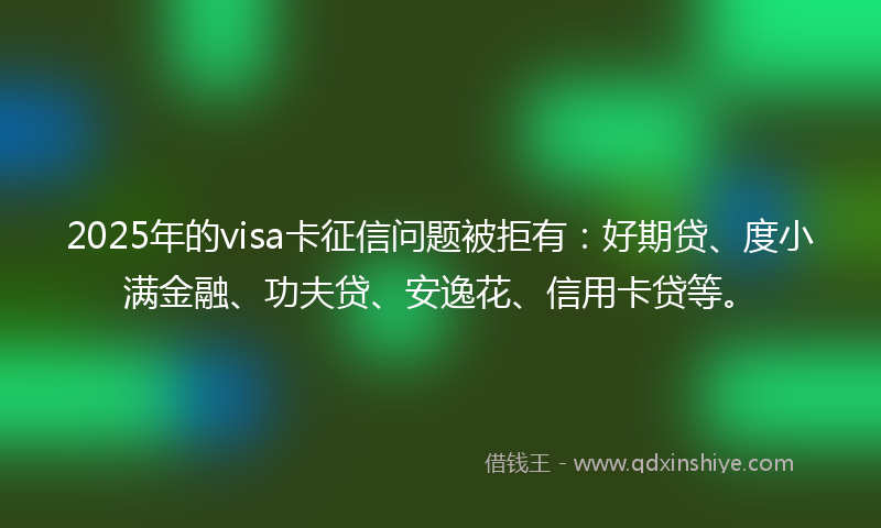 2025年的visa卡征信问题被拒有：好期贷、度小满金融、功夫贷、安逸花、信用卡贷等。