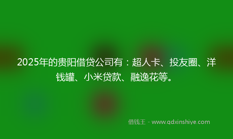 2025年的贵阳借贷公司有：超人卡、投友圈、洋钱罐、小米贷款、融逸花等。