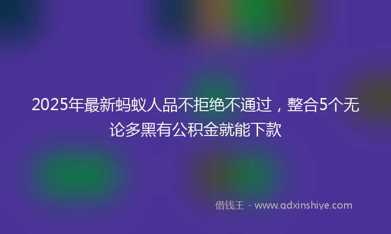 2025年最新蚂蚁人品不拒绝不通过，整合5个无论多黑有公积金就能下款
