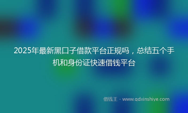 2025年最新黑口子借款平台正规吗，总结五个手机和身份证快速借钱平台