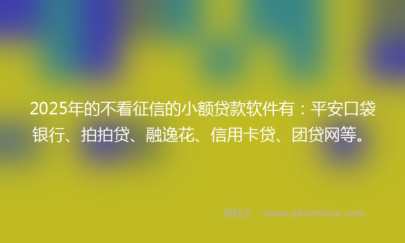 2025年的不看征信的小额贷款软件有：平安口袋银行、拍拍贷、融逸花、信用卡贷、团贷网等。