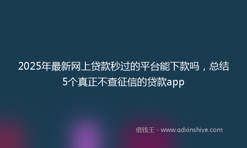 2025年最新网上贷款秒过的平台能下款吗，总结5个真正不查征信的贷款app
