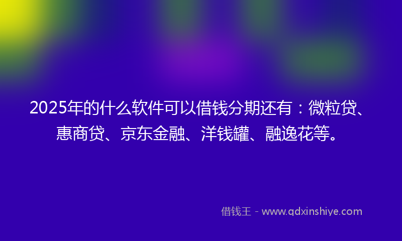 2025年的什么软件可以借钱分期还有：微粒贷、惠商贷、京东金融、洋钱罐、融逸花等。