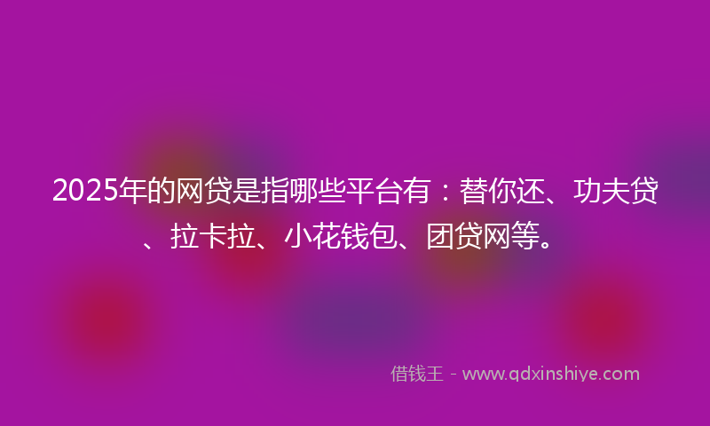 2025年的网贷是指哪些平台有：替你还、功夫贷、拉卡拉、小花钱包、团贷网等。