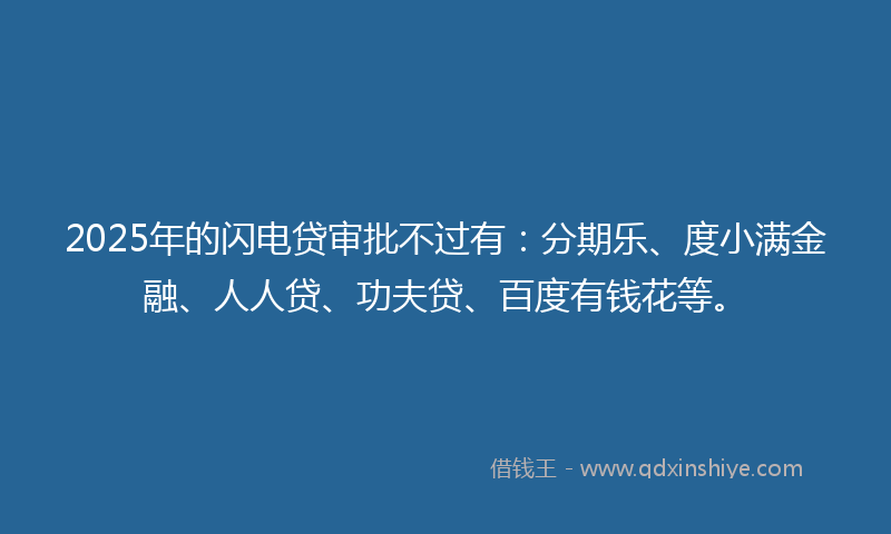 2025年的闪电贷审批不过有：分期乐、度小满金融、人人贷、功夫贷、百度有钱花等。