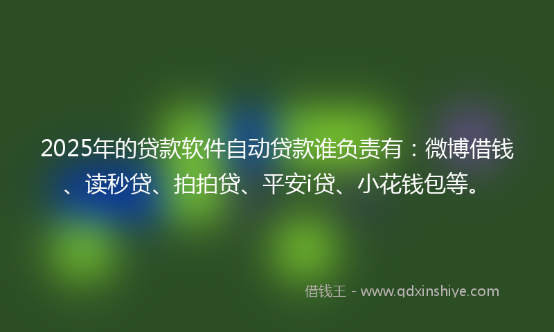 2025年的贷款软件自动贷款谁负责有：微博借钱、读秒贷、拍拍贷、平安i贷、小花钱包等。