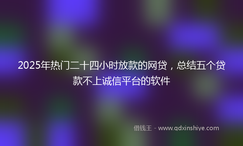 2025年热门二十四小时放款的网贷，总结五个贷款不上诚信平台的软件