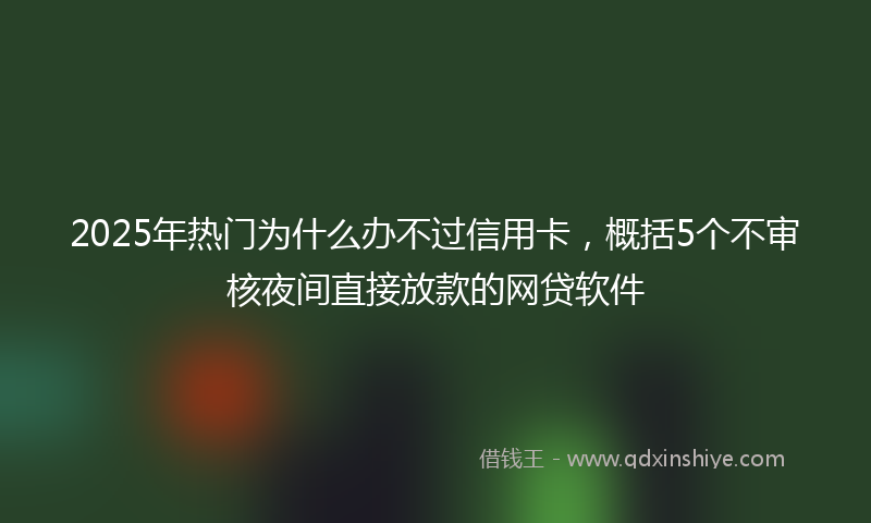 2025年热门为什么办不过信用卡，概括5个不审核夜间直接放款的网贷软件