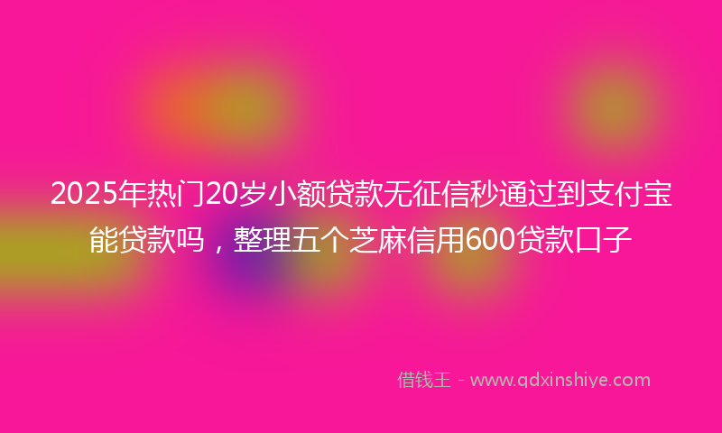 2025年热门20岁小额贷款无征信秒通过到支付宝能贷款吗，整理五个芝麻信用600贷款口子