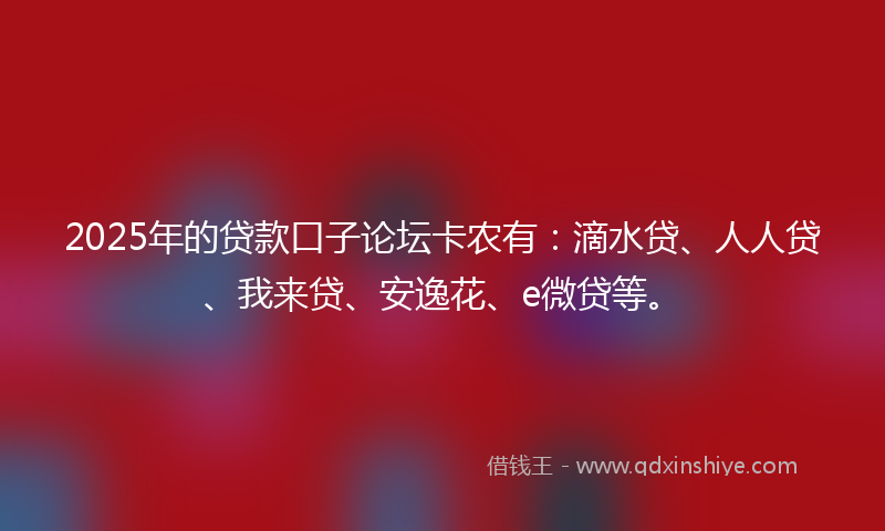 2025年的贷款口子论坛卡农有：滴水贷、人人贷、我来贷、安逸花、e微贷等。
