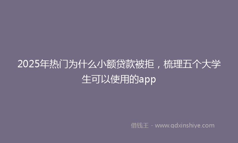 2025年热门为什么小额贷款被拒，梳理五个大学生可以使用的app