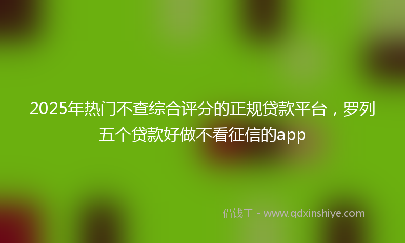 2025年热门不查综合评分的正规贷款平台，罗列五个贷款好做不看征信的app