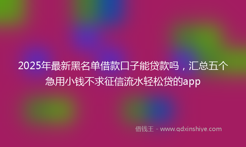 2025年最新黑名单借款口子能贷款吗，汇总五个急用小钱不求征信流水轻松贷的app
