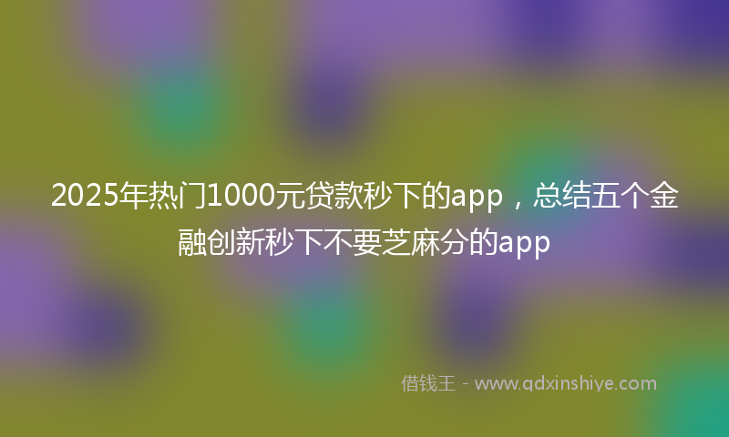 2025年热门1000元贷款秒下的app，总结五个金融创新秒下不要芝麻分的app