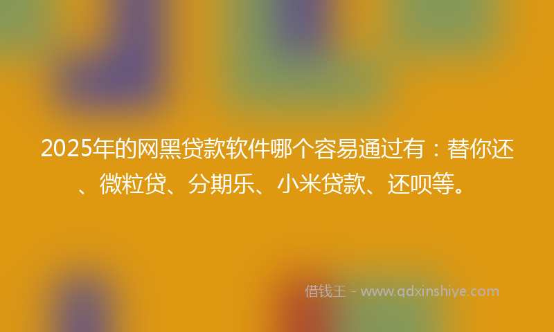 2025年的网黑贷款软件哪个容易通过有：替你还、微粒贷、分期乐、小米贷款、还呗等。