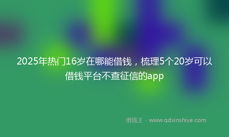 2025年热门16岁在哪能借钱，梳理5个20岁可以借钱平台不查征信的app