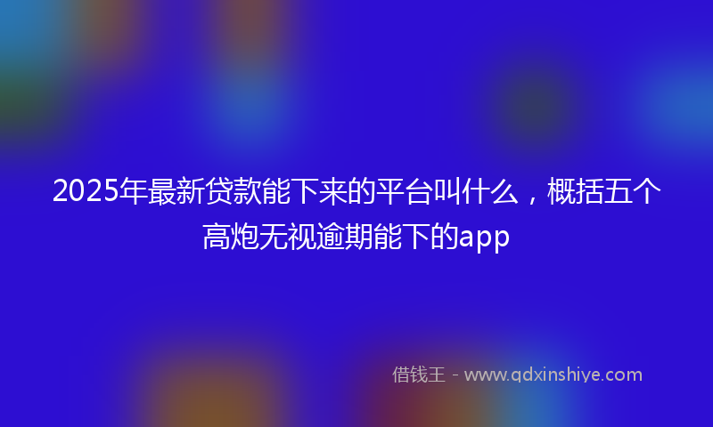 2025年最新贷款能下来的平台叫什么，概括五个高炮无视逾期能下的app