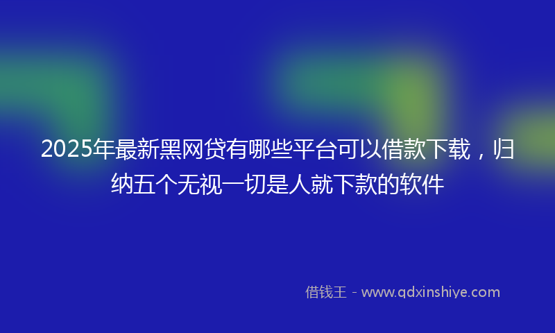 2025年最新黑网贷有哪些平台可以借款下载，归纳五个无视一切是人就下款的软件