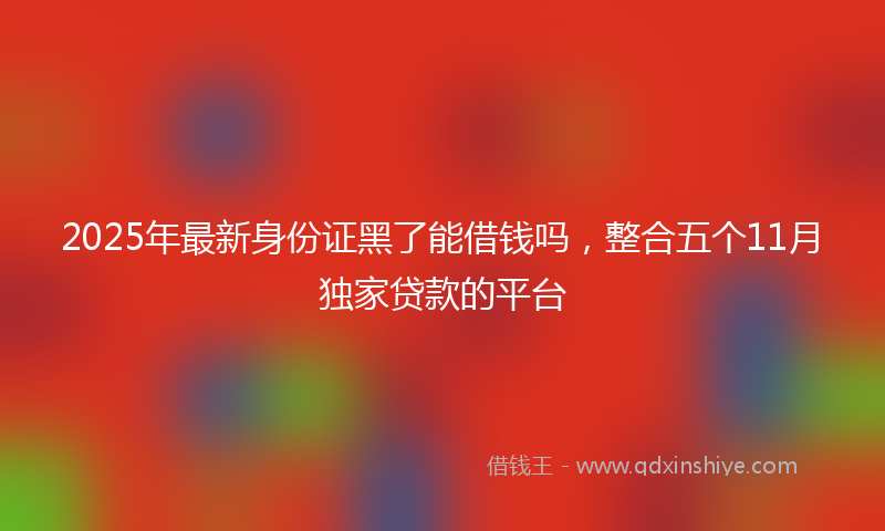 2025年最新身份证黑了能借钱吗，整合五个11月独家贷款的平台