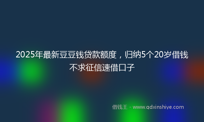 2025年最新豆豆钱贷款额度，归纳5个20岁借钱不求征信速借口子