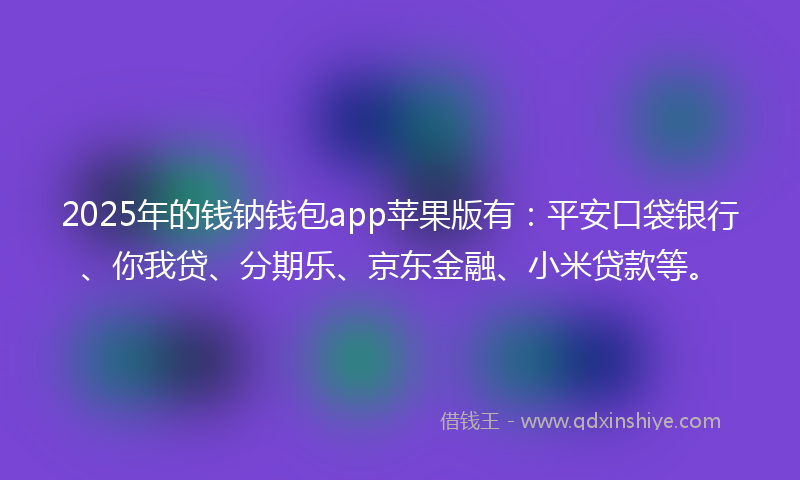 2025年的钱钠钱包app苹果版有：平安口袋银行、你我贷、分期乐、京东金融、小米贷款等。
