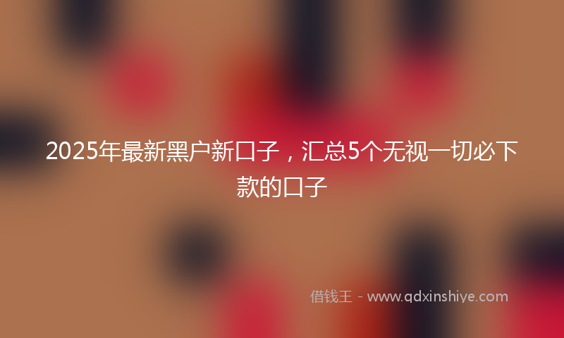 2025年最新黑户新口子，汇总5个无视一切必下款的口子