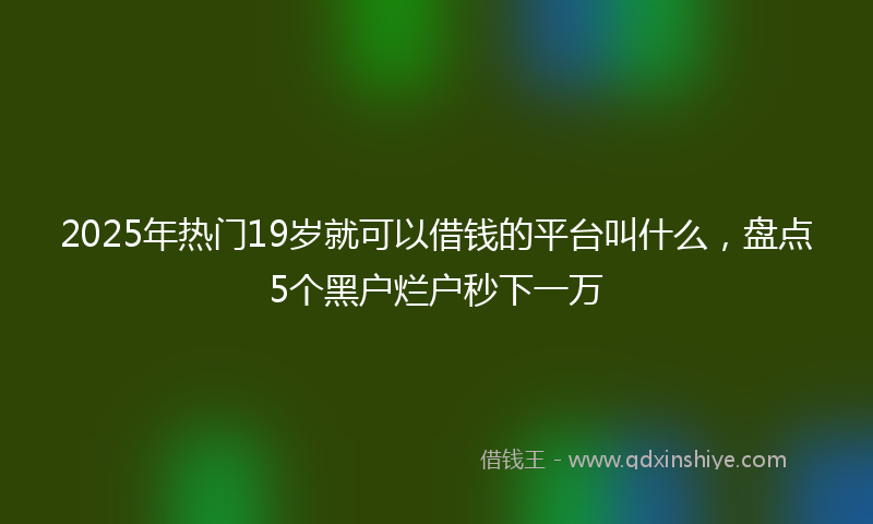 2025年热门19岁就可以借钱的平台叫什么，盘点5个黑户烂户秒下一万