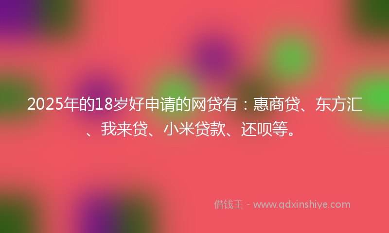 2025年的18岁好申请的网贷有：惠商贷、东方汇、我来贷、小米贷款、还呗等。