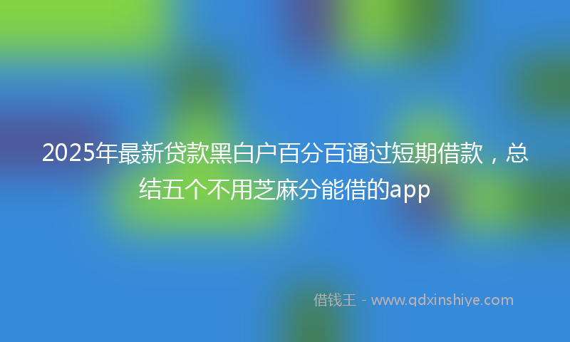 2025年最新贷款黑白户百分百通过短期借款，总结五个不用芝麻分能借的app