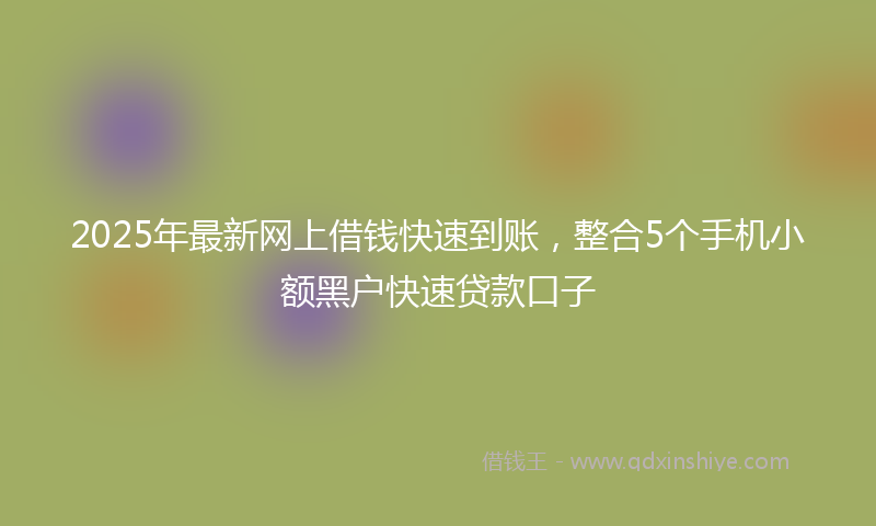 2025年最新网上借钱快速到账，整合5个手机小额黑户快速贷款口子