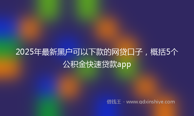 2025年最新黑户可以下款的网贷口子，概括5个公积金快速贷款app