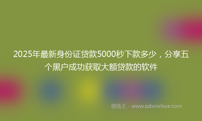 2025年最新身份证贷款5000秒下款多少，分享五个黑户成功获取大额贷款的软件
