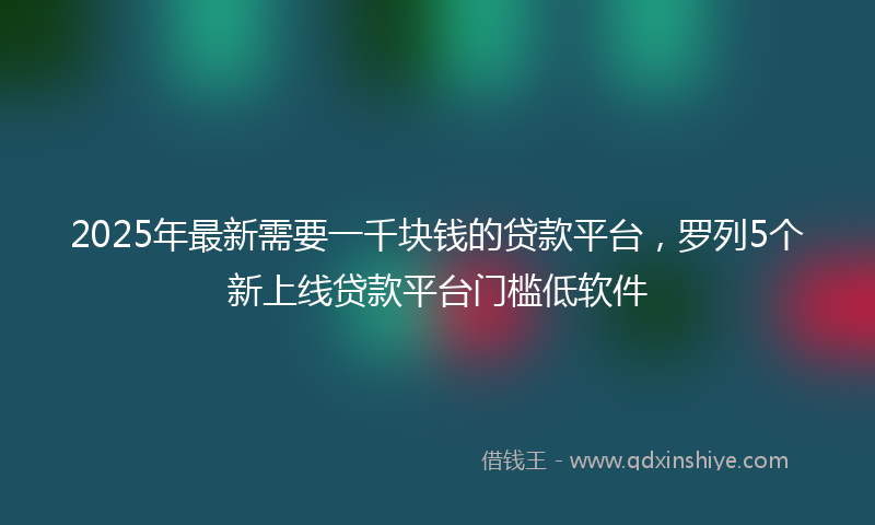 2025年最新需要一千块钱的贷款平台，罗列5个新上线贷款平台门槛低软件