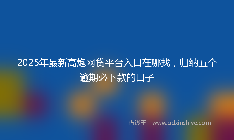 2025年最新高炮网贷平台入口在哪找，归纳五个逾期必下款的口子