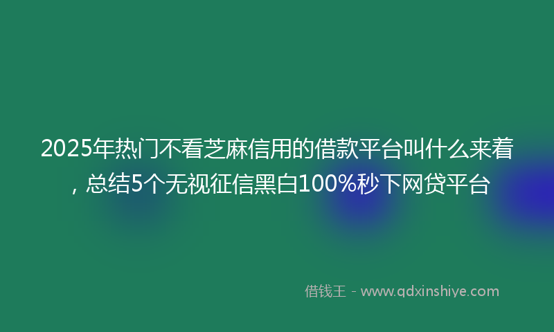 2025年热门不看芝麻信用的借款平台叫什么来着，总结5个无视征信黑白100%秒下网贷平台