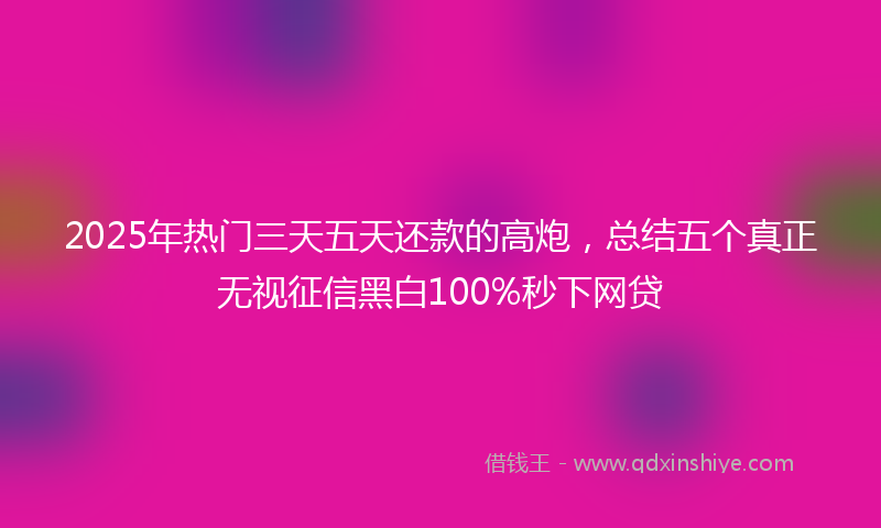 2025年热门三天五天还款的高炮，总结五个真正无视征信黑白100%秒下网贷