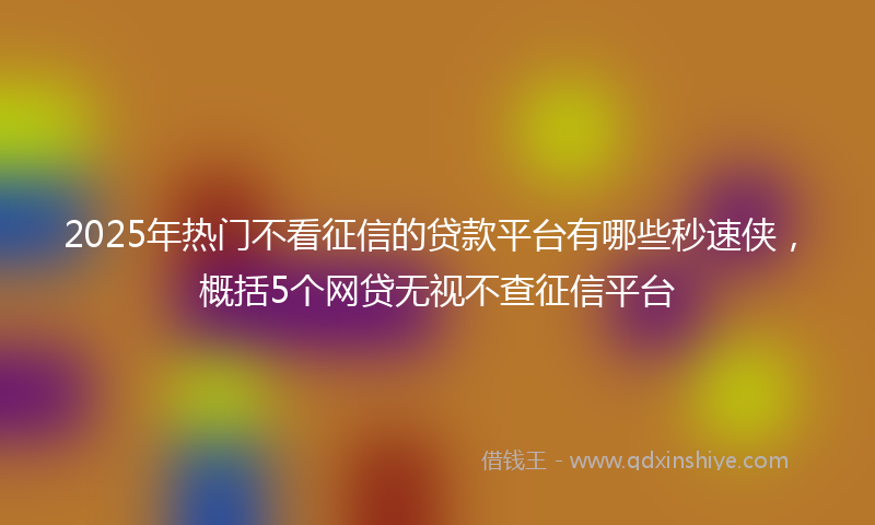 2025年热门不看征信的贷款平台有哪些秒速侠，概括5个网贷无视不查征信平台