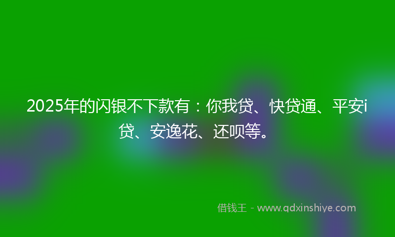 2025年的闪银不下款有：你我贷、快贷通、平安i贷、安逸花、还呗等。