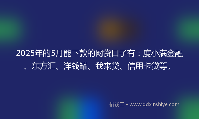 2025年的5月能下款的网贷口子有：度小满金融、东方汇、洋钱罐、我来贷、信用卡贷等。
