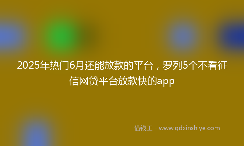 2025年热门6月还能放款的平台，罗列5个不看征信网贷平台放款快的app