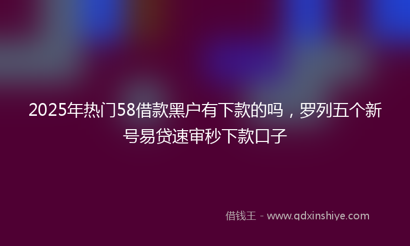 2025年热门58借款黑户有下款的吗，罗列五个新号易贷速审秒下款口子