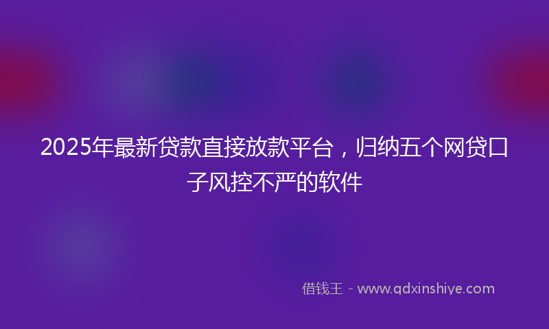 2025年最新贷款直接放款平台，归纳五个网贷口子风控不严的软件